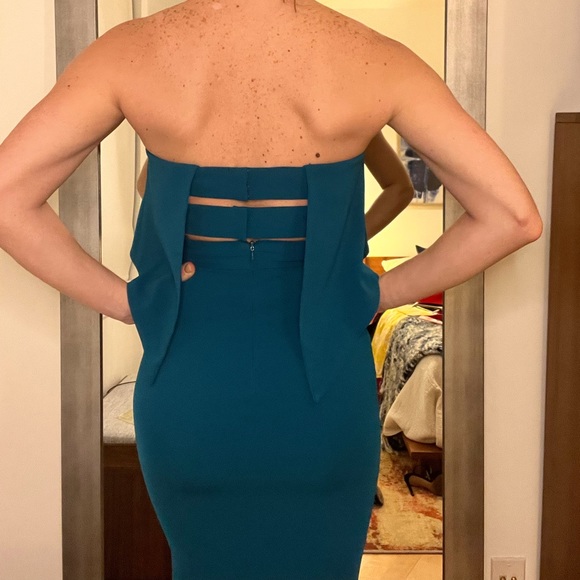 This is a steal! Aqua blue crepe gown by Jay Godfrey - 0/Xs/Sm - Picture 3 of 6